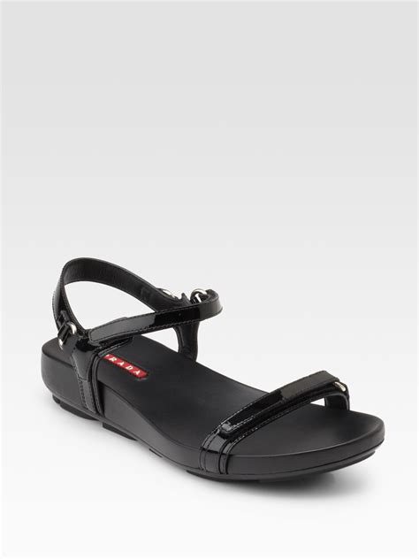 prada flat sandals black